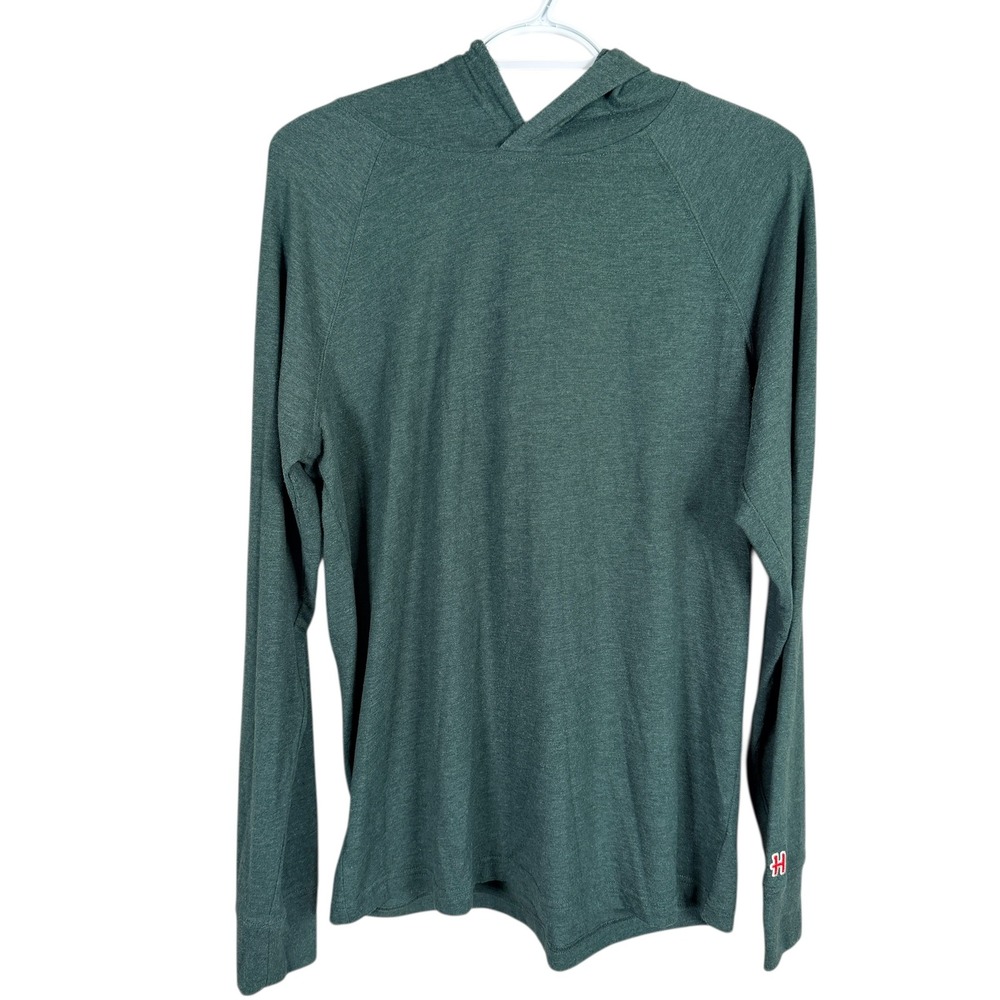 Homage Lightweight Hoodie Men M Green Long Sleeve Tri-Blend Raglan Pullover Logo